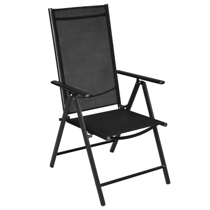 vidaXL 5 Piece Patio Dining Set with Folding Chairs Aluminum Black VidaXL