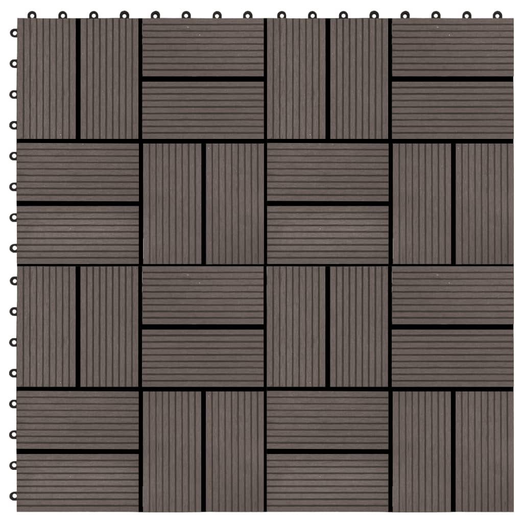 vidaXL 11 pcs Decking Tiles WPC 11.8"x11.8" 1 sqm Dark Brown VidaXL