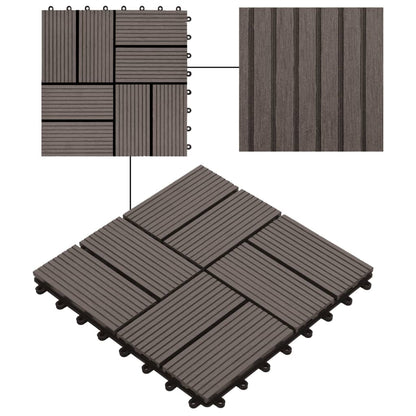 vidaXL 11 pcs Decking Tiles WPC 11.8"x11.8" 1 sqm Dark Brown VidaXL