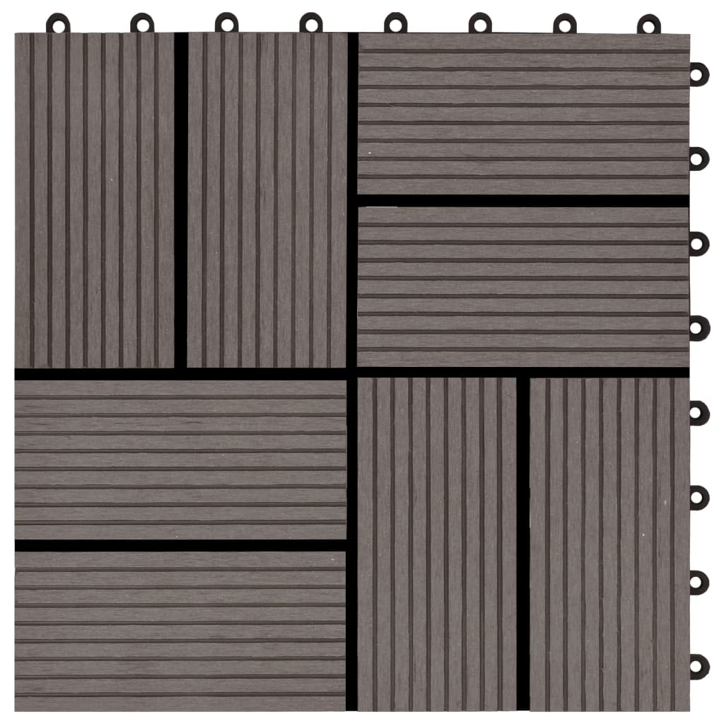 vidaXL 11 pcs Decking Tiles WPC 11.8"x11.8" 1 sqm Dark Brown VidaXL