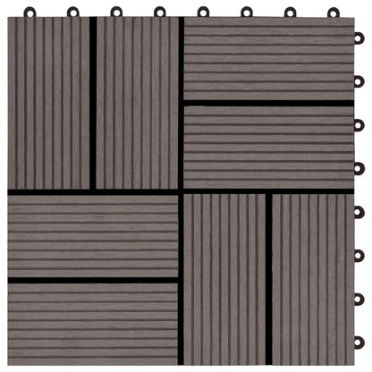 vidaXL 11 pcs Decking Tiles WPC 11.8"x11.8" 1 sqm Dark Brown VidaXL
