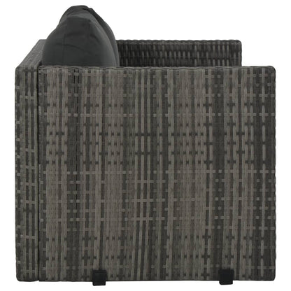 vidaXL 3 Piece Patio Dining Set with Cushions Poly Rattan Gray VidaXL