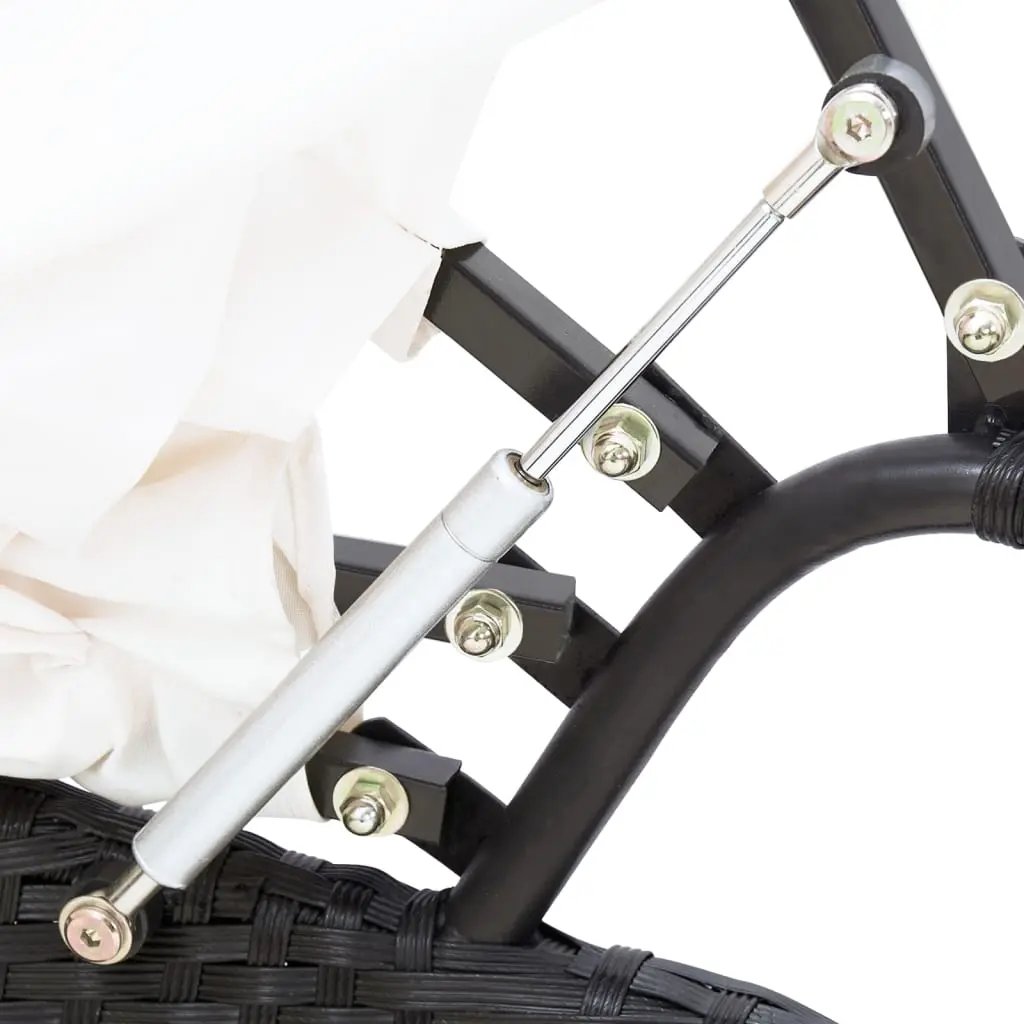 NNEVL Outdoor Lounge Bed with Canopy Poly Rattan Black-3