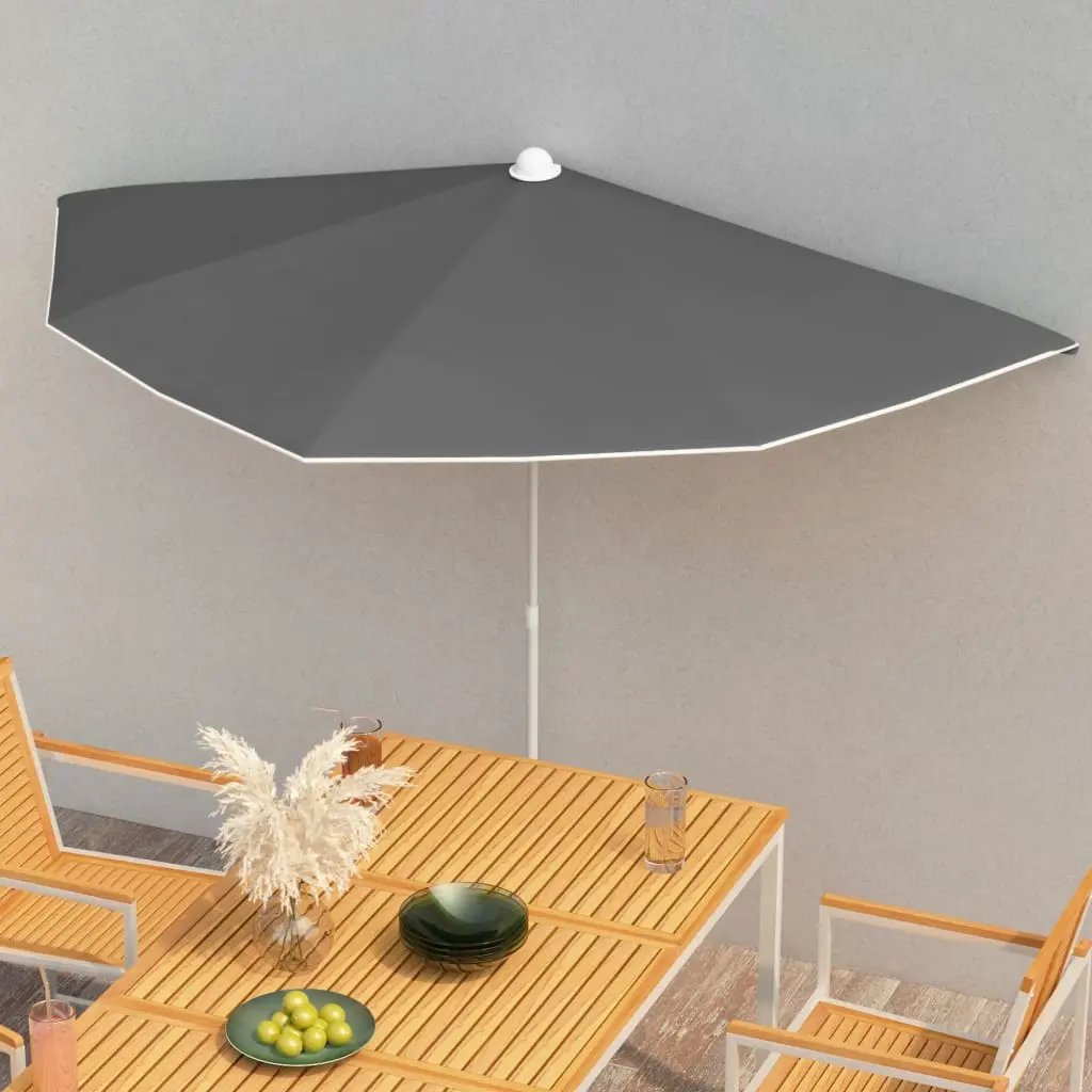 vidaXL Garden Half Parasol with Pole Outdoor Umbrella Sunshade Multi Colors - Vivid Treasure Zone
