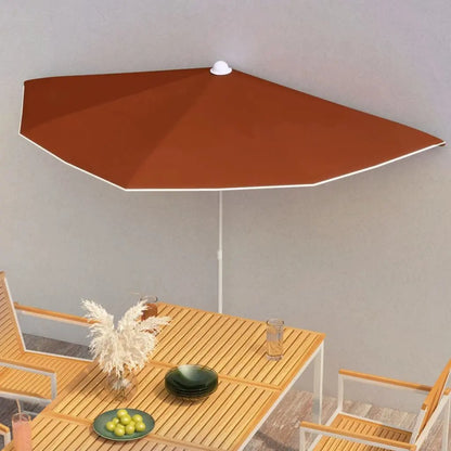 vidaXL Garden Half Parasol with Pole Outdoor Umbrella Sunshade Multi Colors - Vivid Treasure Zone