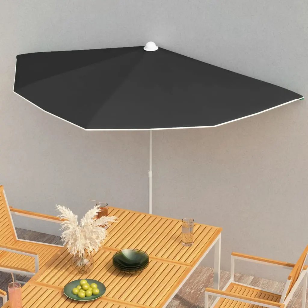 vidaXL Garden Half Parasol with Pole Outdoor Umbrella Sunshade Multi Colors - Vivid Treasure Zone