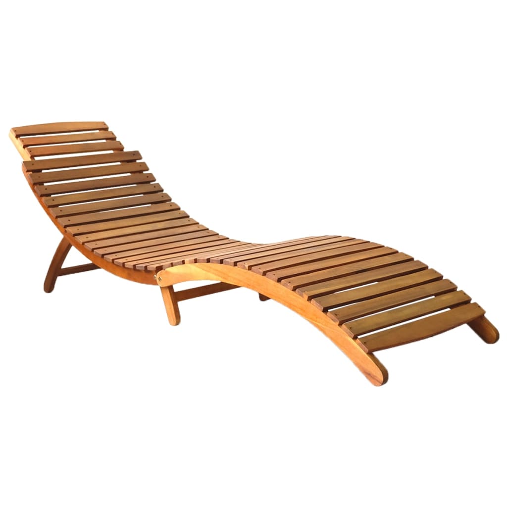 vidaXL Patio Sun Lounger with Cushion Solid Acacia Wood VidaXL