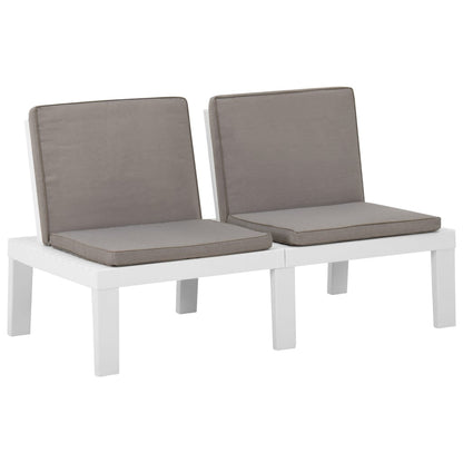 NNEVL Garden Lounge Bench with Cushion Plastic White-0