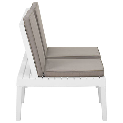 NNEVL Garden Lounge Bench with Cushion Plastic White-1