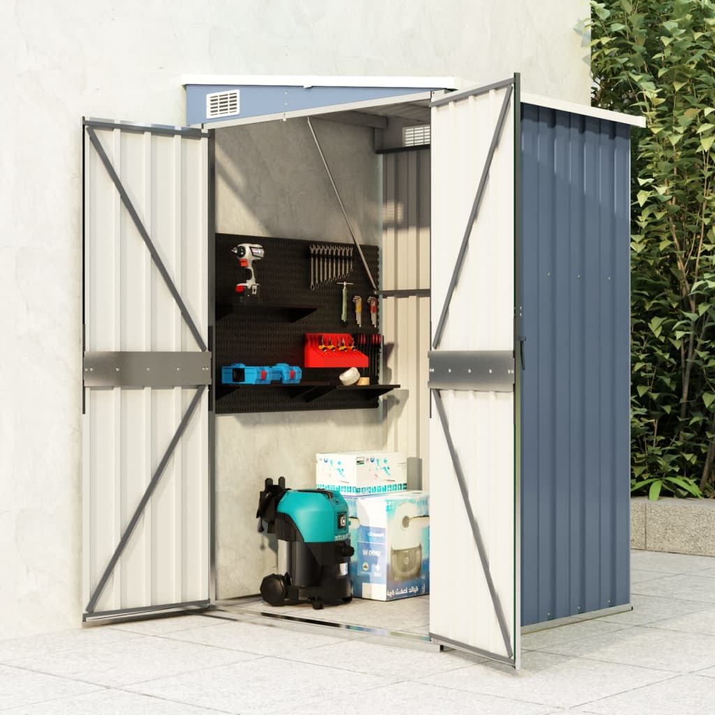vidaXL Storage Shed Wall-mounted Garden Shed for Backyard Galvanized Steel VidaXL
