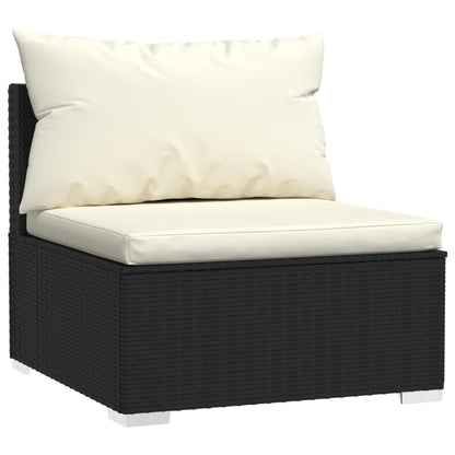 vidaXL 4 Seater Sofa with Cushions Black Poly Rattan VidaXL