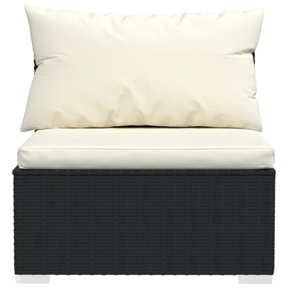 vidaXL 4 Seater Sofa with Cushions Black Poly Rattan VidaXL