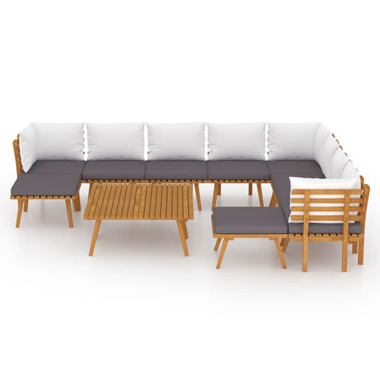 vidaXL 12 Piece Patio Lounge Set with Cushions Solid Acacia Wood VidaXL