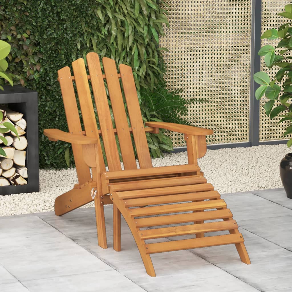 vidaXL Patio Adirondack Chair with Footrest Solid Wood Acacia VidaXL