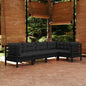 vidaXL Solid Pinewood Patio Lounge Set 5 Piece with Cushions Multi Colors VidaXL