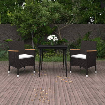 vidaXL Patio Dining Set 5 Piece Black and White/Gray 31.5"/55.1" Table Length VidaXL