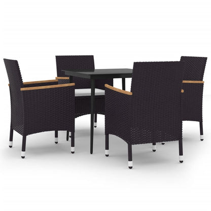 vidaXL Patio Dining Set 5 Piece Black and White/Gray 31.5"/55.1" Table Length VidaXL