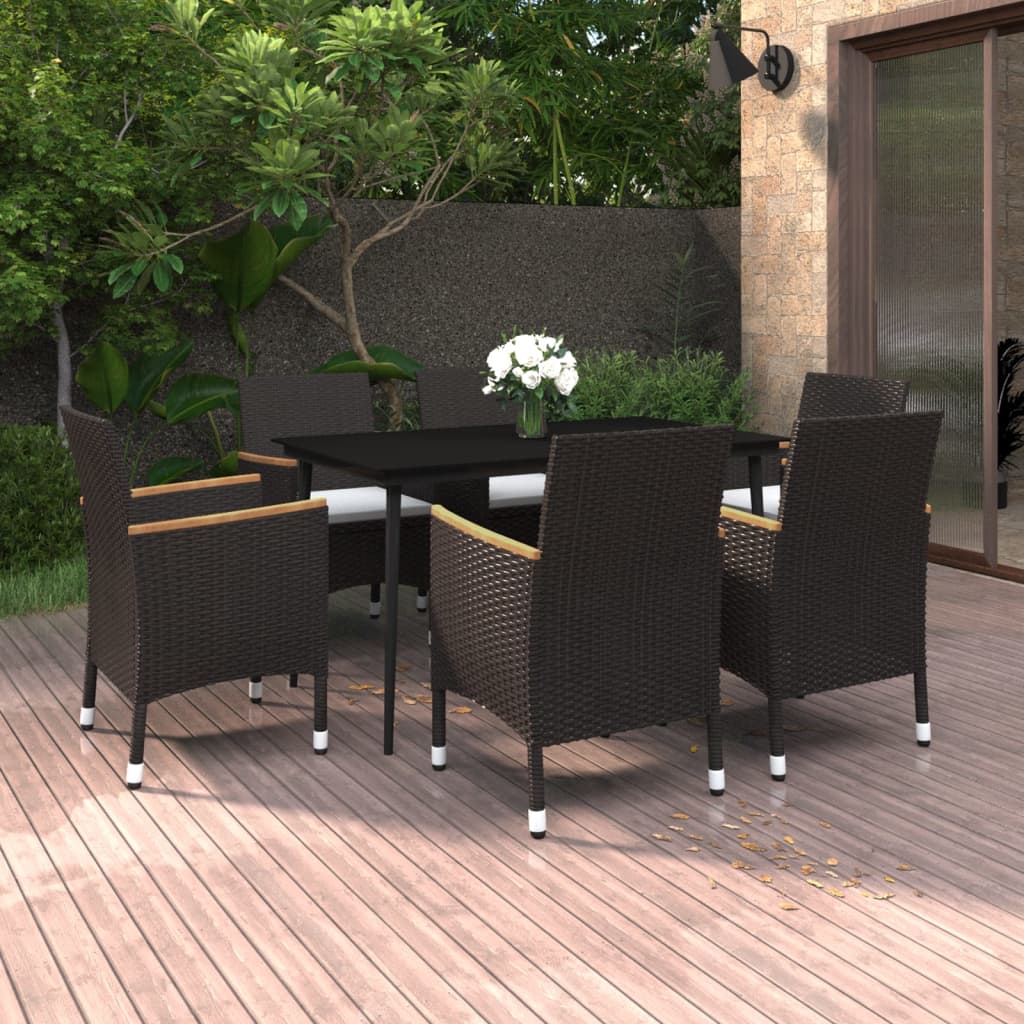 vidaXL Patio Dining Set 5 Piece Black and White/Gray 31.5"/55.1" Table Length VidaXL