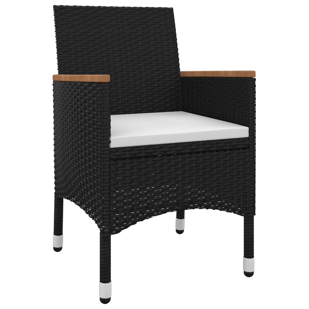 vidaXL Patio Dining Set 5 Piece Black and White/Gray 31.5"/55.1" Table Length VidaXL