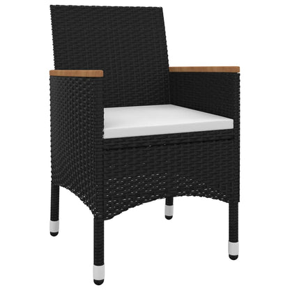 vidaXL Patio Dining Set 5 Piece Black and White/Gray 31.5"/55.1" Table Length VidaXL