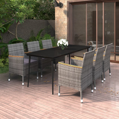 vidaXL Patio Dining Set 5 Piece Black and White/Gray 31.5"/55.1" Table Length VidaXL