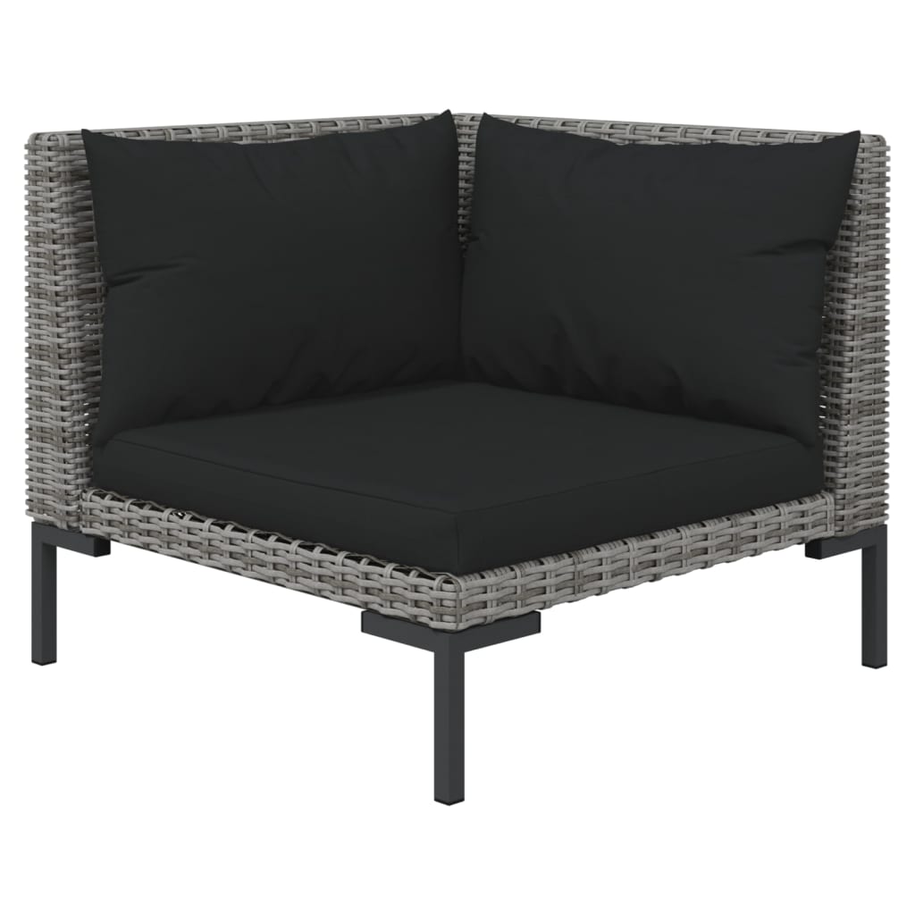 vidaXL 9 Piece Patio Lounge Set with Cushions Poly Rattan Dark Gray VidaXL