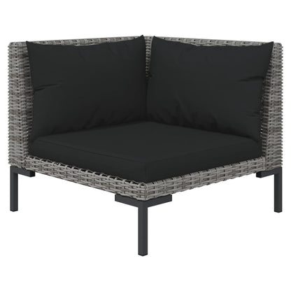 NNEVL 9 Piece Garden Lounge Set with Cushions Poly Rattan Dark Grey-4