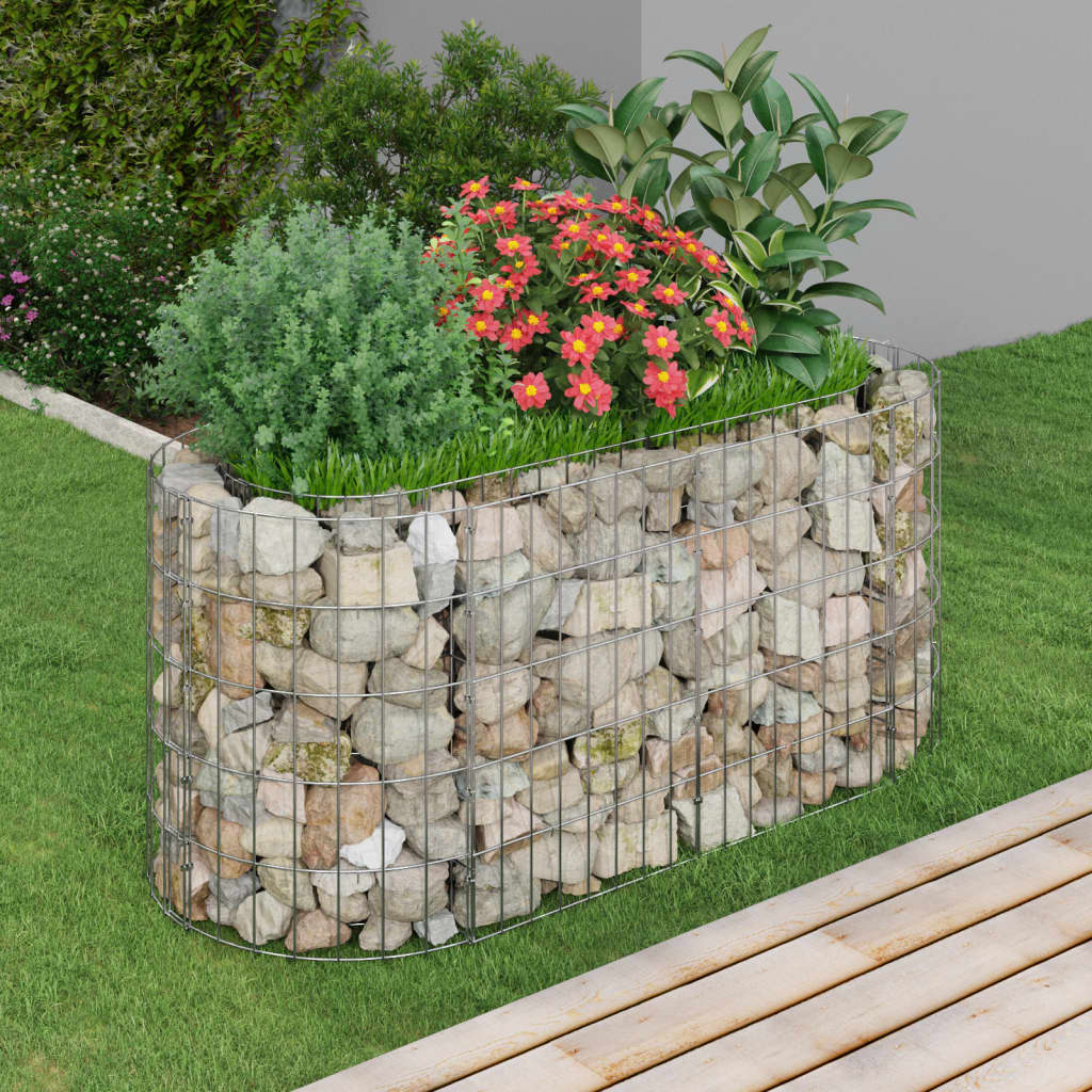 vidaXL Raised Garden Bed Outdoor Gabion Raised Bed Flower Pot Galvanized Iron VidaXL