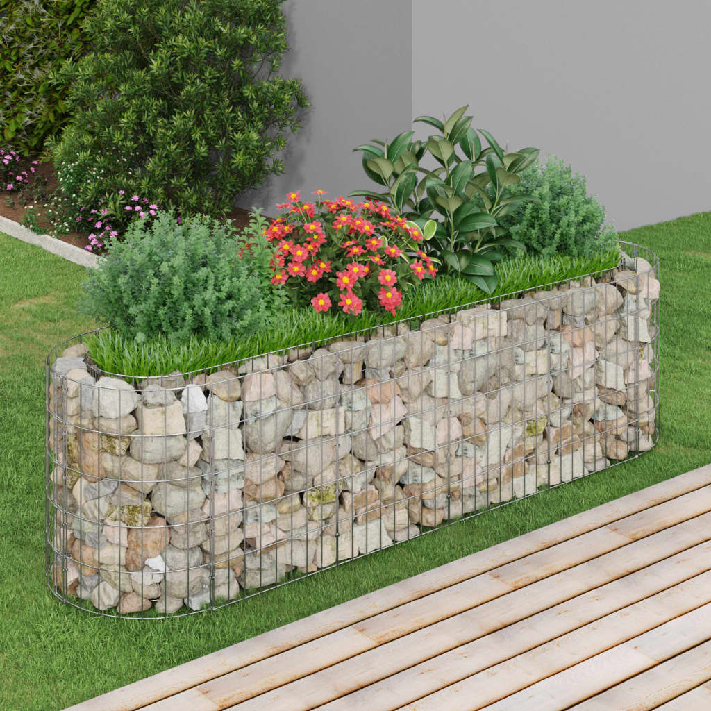 vidaXL Raised Garden Bed Outdoor Gabion Raised Bed Flower Pot Galvanized Iron VidaXL