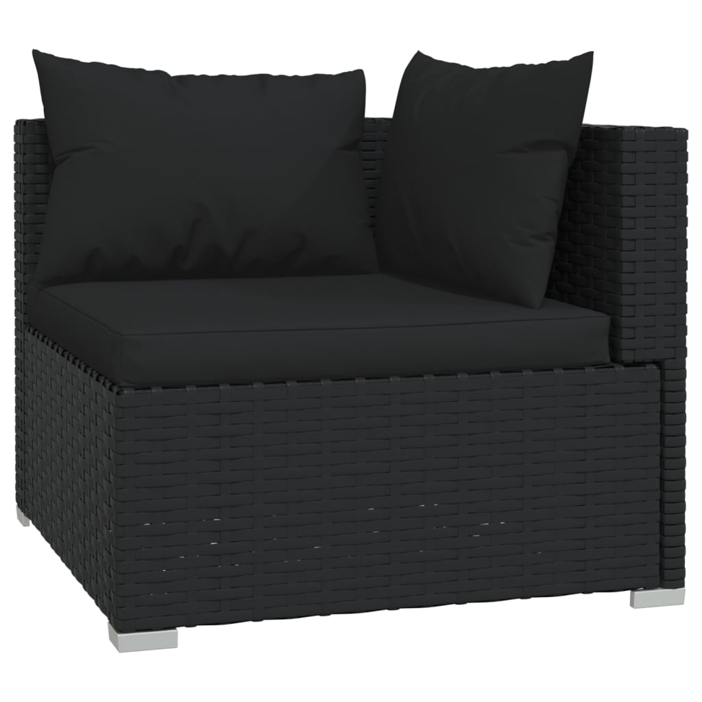 NNEVL 7 Piece Garden Lounge Set with Cushions Poly Rattan Black-3