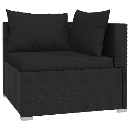 NNEVL 7 Piece Garden Lounge Set with Cushions Poly Rattan Black-3