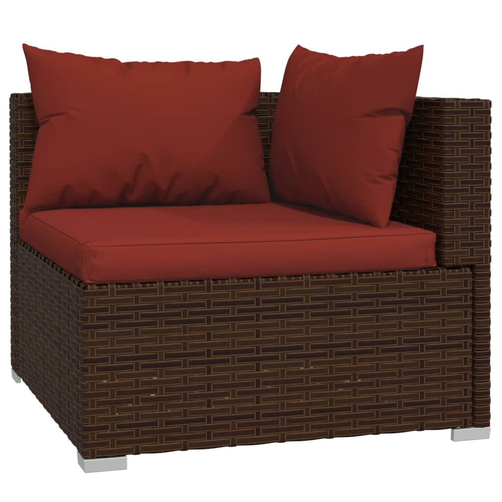 vidaXL 10 Piece Patio Lounge Set with Cushions Poly Rattan Brown VidaXL