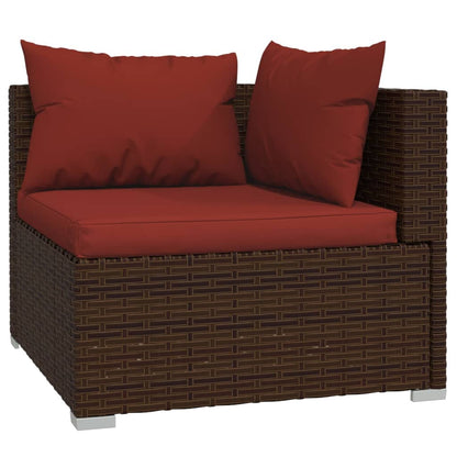 vidaXL 10 Piece Patio Lounge Set with Cushions Poly Rattan Brown VidaXL
