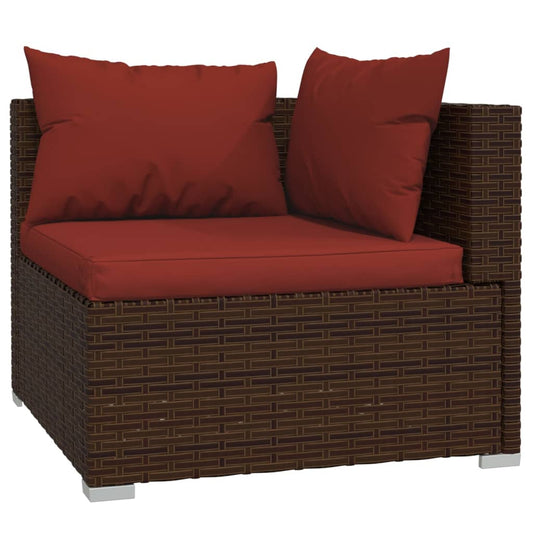 vidaXL 10 Piece Patio Lounge Set with Cushions Poly Rattan Brown VidaXL