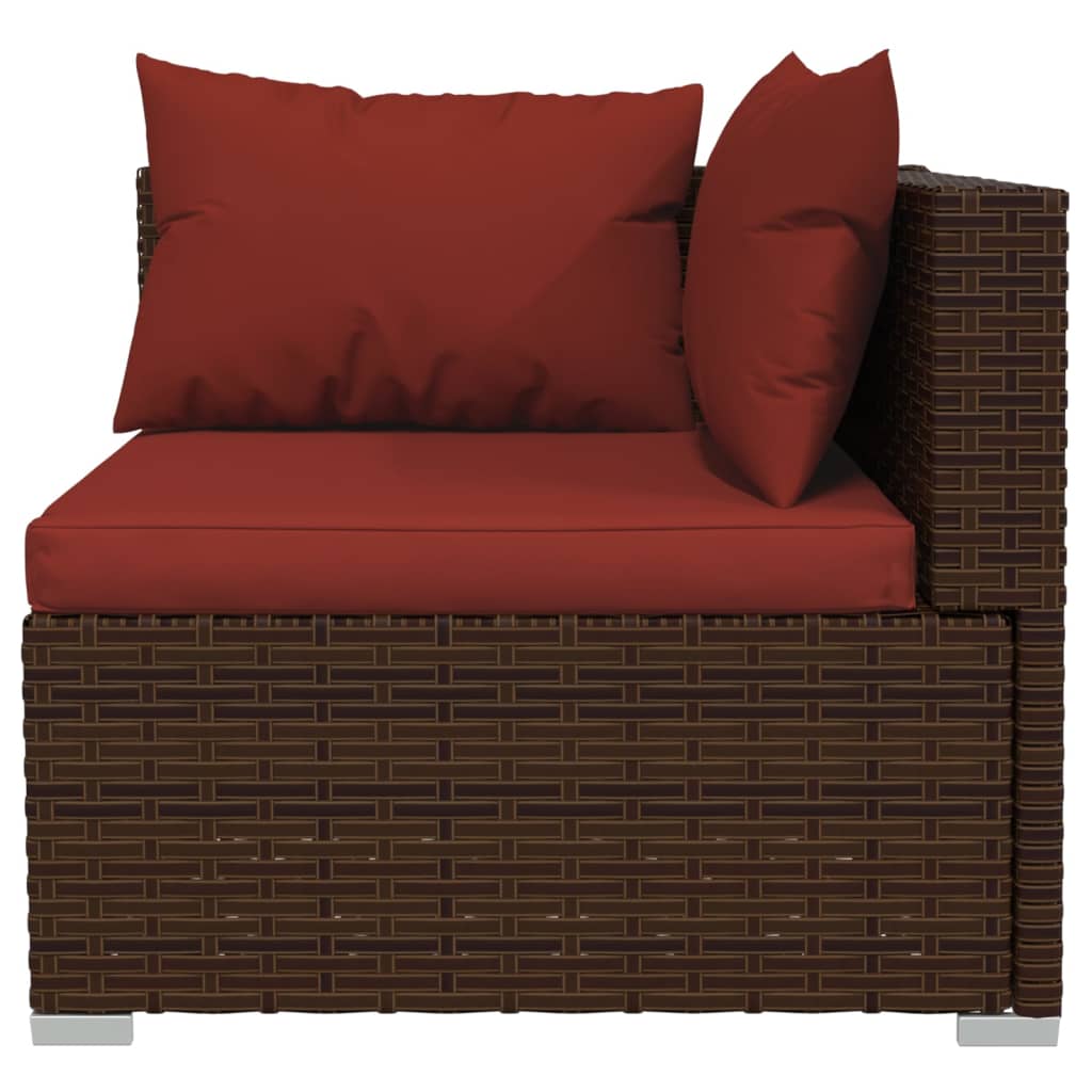 vidaXL 8 Piece Patio Lounge Set with Cushions Poly Rattan Brown VidaXL