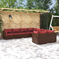vidaXL 8 Piece Patio Lounge Set with Cushions Poly Rattan Brown VidaXL