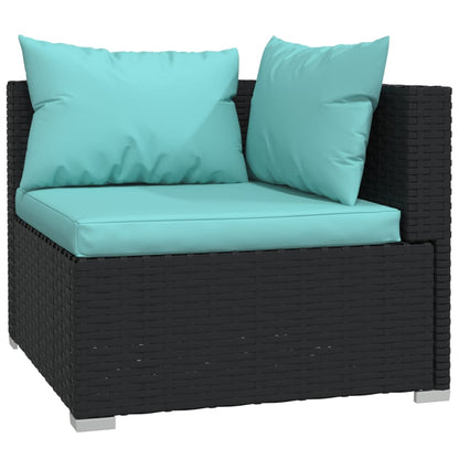 vidaXL 9 Piece Patio Lounge Set with Cushions Poly Rattan Black VidaXL