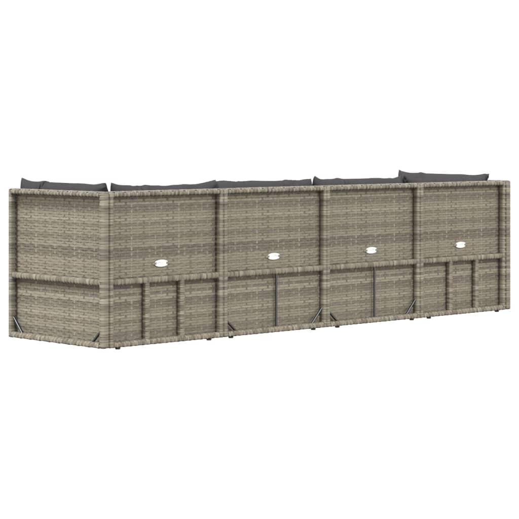 vidaXL 5 Piece Patio Lounge Set with Cushions Gray Poly Rattan VidaXL