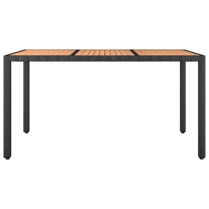 NNEVL Garden Table with Wooden Top Black Poly Rattan&Solid Wood Acacia NNEVL