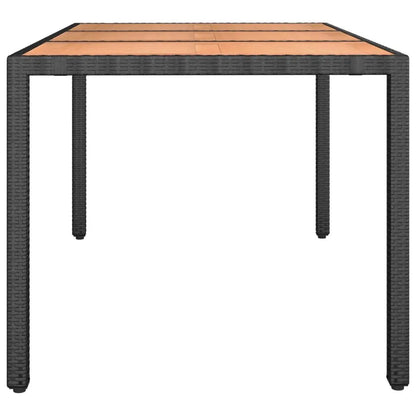 NNEVL Garden Table with Wooden Top Black Poly Rattan&Solid Wood Acacia NNEVL
