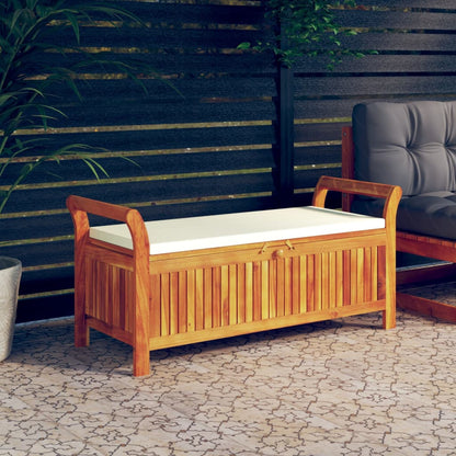 vidaXL Outdoor Storage Bench Patio Deck Box with Cushion Solid Wood Acacia VidaXL