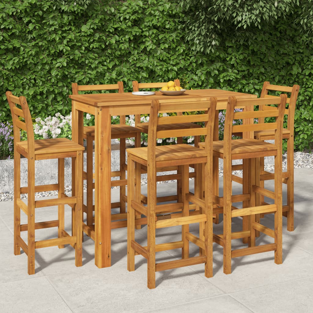 vidaXL 7 Piece Patio Bar Set Solid Wood Acacia VidaXL