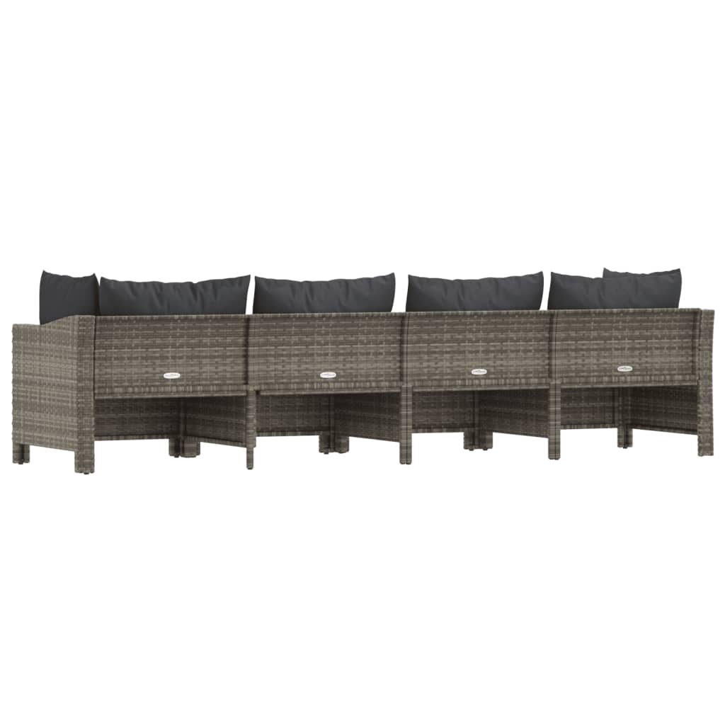 vidaXL 4 Piece Patio Lounge Set with Cushions Gray Poly Rattan VidaXL