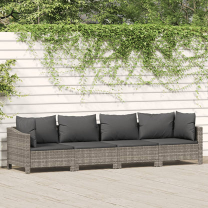 vidaXL 4 Piece Patio Lounge Set with Cushions Gray Poly Rattan VidaXL