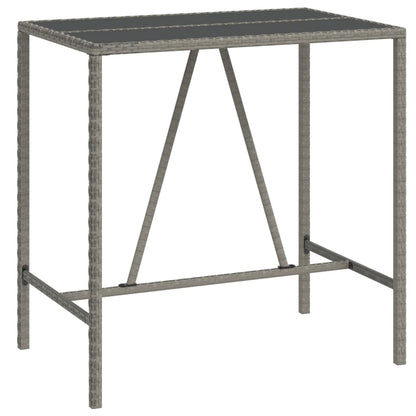NNEVL Bar Table with Glass Top Grey 110x70x110 cm Poly Rattan-1
