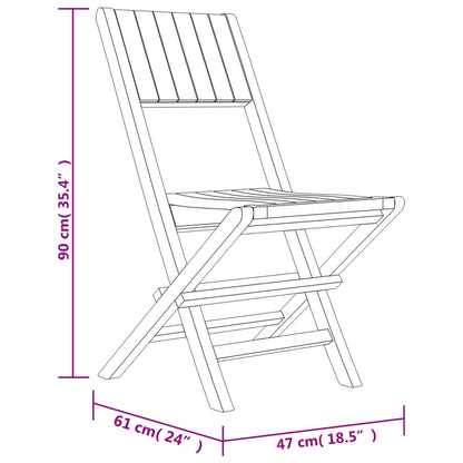 vidaXL Folding Patio Chairs 4 pcs 18.5"x24"x35.4" Solid Wood Teak VidaXL
