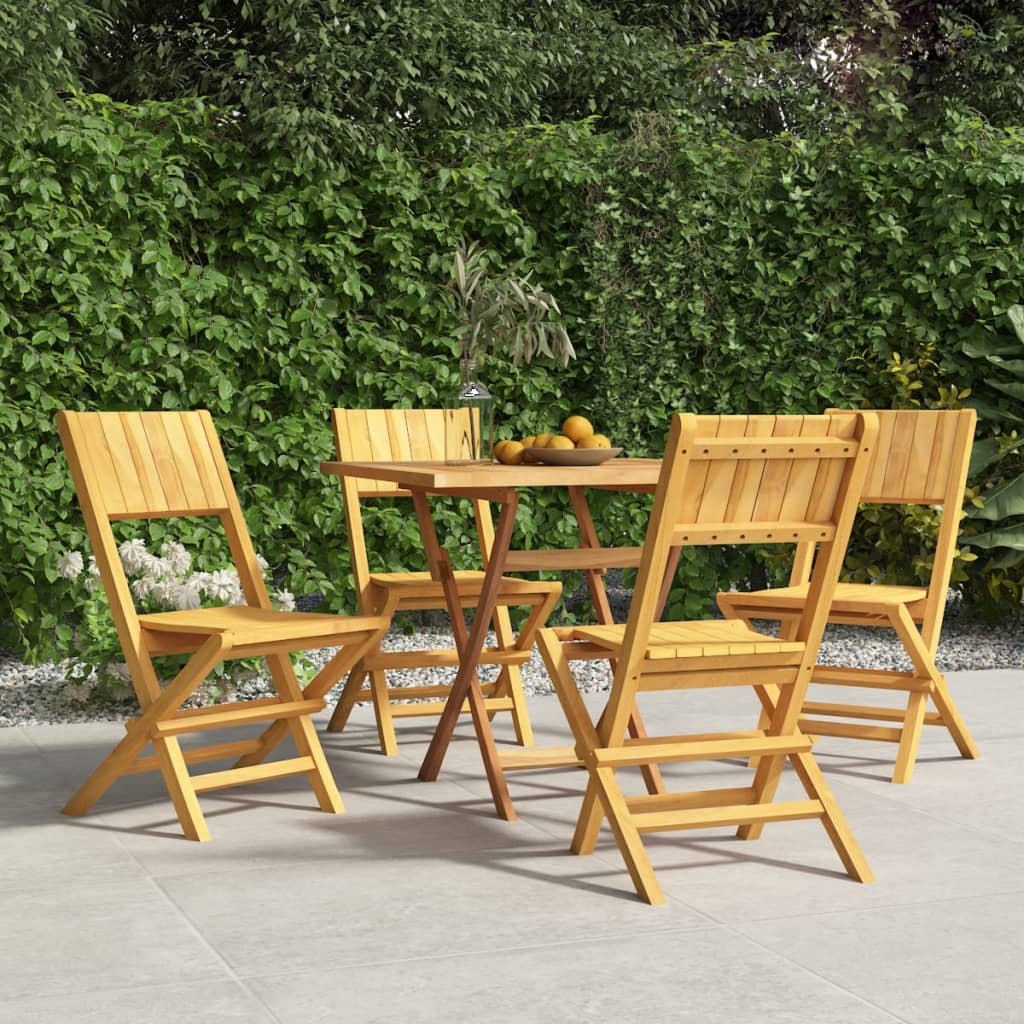 vidaXL Folding Patio Chairs 4 pcs 18.5"x24"x35.4" Solid Wood Teak VidaXL