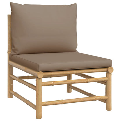 vidaXL 6 Piece Patio Lounge Set with Taupe Cushions Bamboo VidaXL