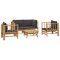 vidaXL 5 Piece Patio Lounge Set with Dark Gray Cushions Bamboo VidaXL
