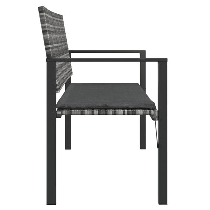 vidaXL 2-Seater Patio Bench with Cushion Gray Poly Rattan VidaXL